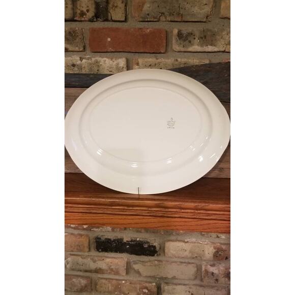 Vintage Homer Laughlin Minuet Large Oval Platter, Pink & Gray Rose Border - Picture 6 of 6